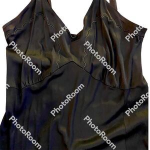 Vintage Copley black silk nightgown slip short size 36